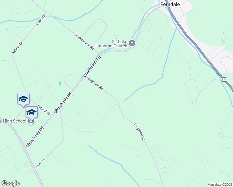 map of restaurants, bars, coffee shops, grocery stores, and more near 401 Frogtown Road in Kintnersville