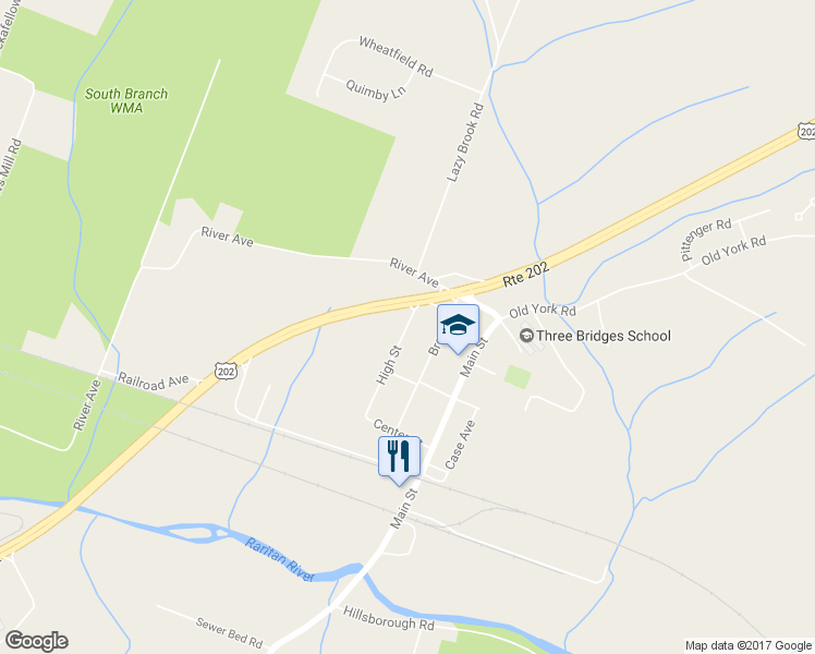 map of restaurants, bars, coffee shops, grocery stores, and more near 26 High Street in Readington Township