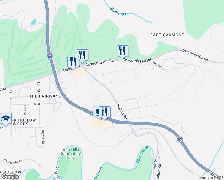 map of restaurants, bars, coffee shops, grocery stores, and more near 2048 Hulton Road in Verona