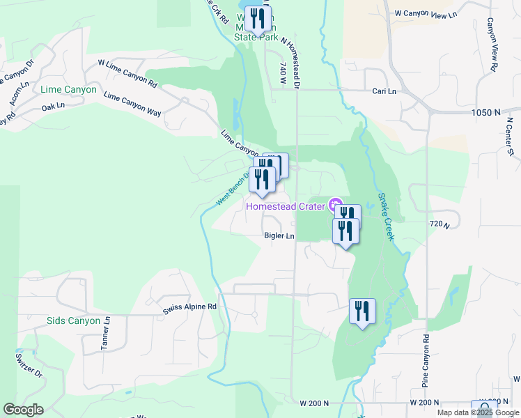 map of restaurants, bars, coffee shops, grocery stores, and more near 840 Bigler Lane in Midway