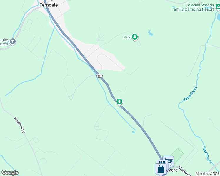 map of restaurants, bars, coffee shops, grocery stores, and more near 8950 Easton Road in Ottsville