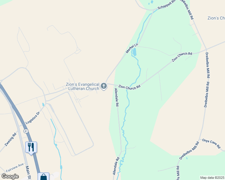 map of restaurants, bars, coffee shops, grocery stores, and more near 16 Allendale Road in Shoemakersville