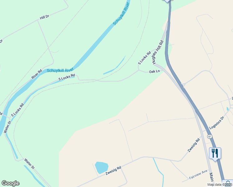 map of restaurants, bars, coffee shops, grocery stores, and more near 5 Locks Road in Shoemakersville