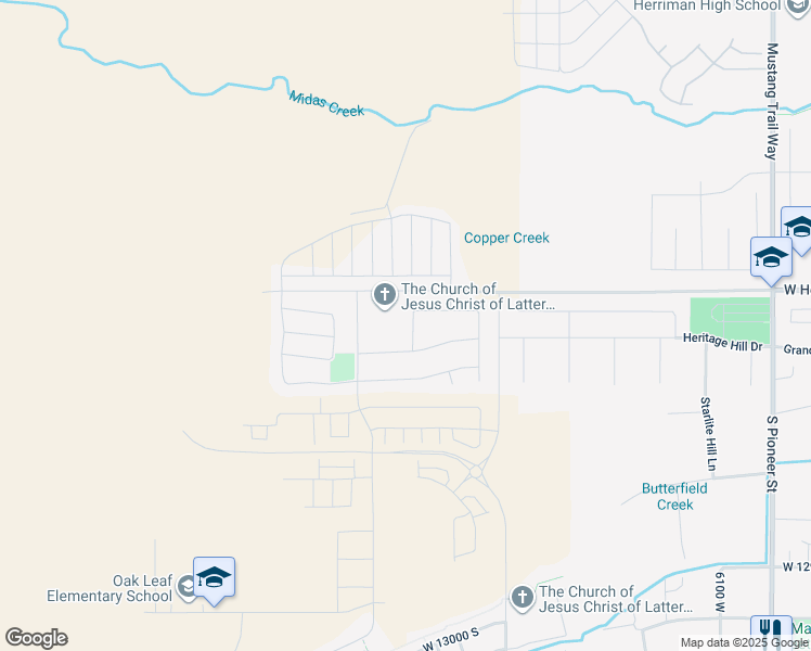 map of restaurants, bars, coffee shops, grocery stores, and more near 6536 Timberbrook Road in Herriman