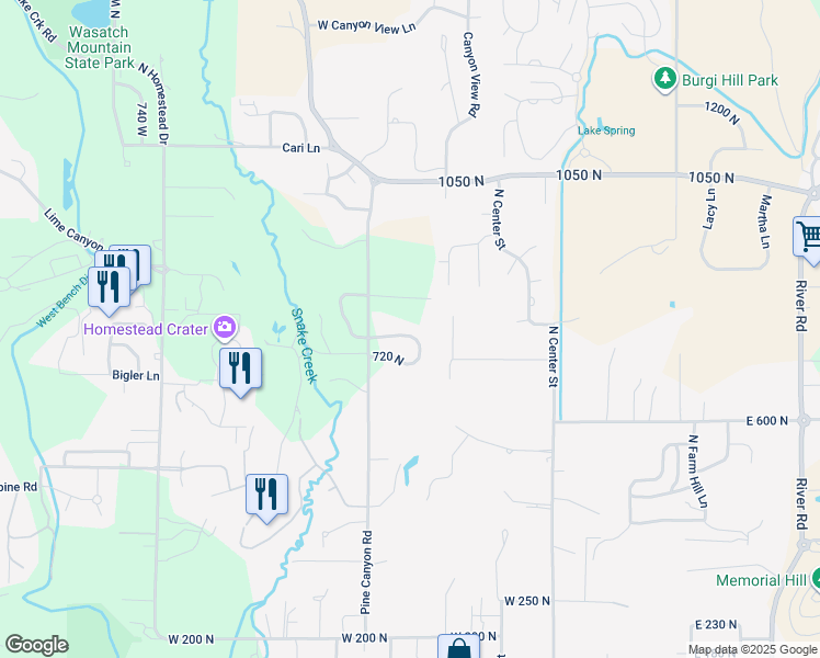 map of restaurants, bars, coffee shops, grocery stores, and more near 282 Lady Bank Lane in Midway