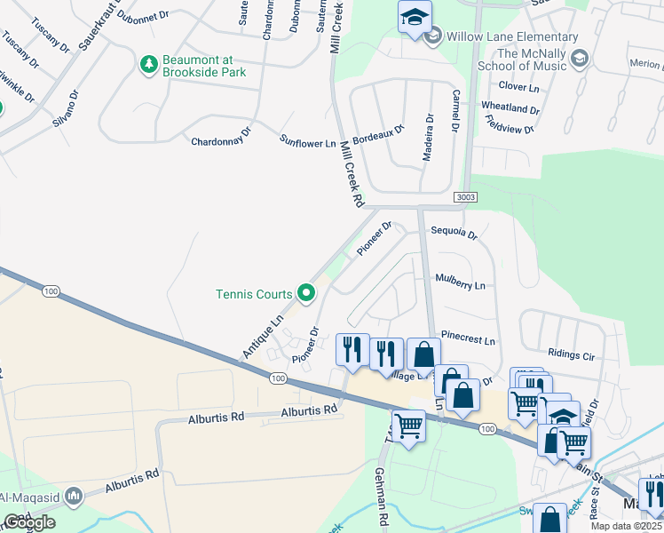 map of restaurants, bars, coffee shops, grocery stores, and more near 6920 Pioneer Drive in Macungie