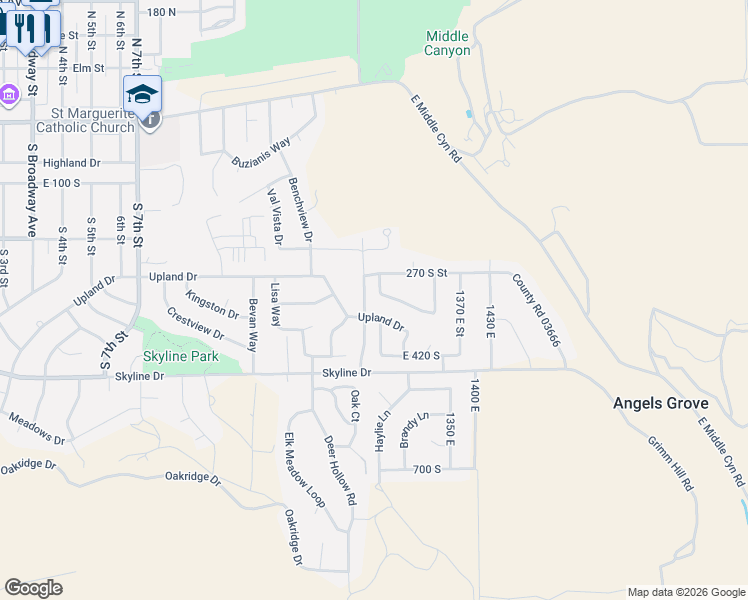 map of restaurants, bars, coffee shops, grocery stores, and more near 338 South 1230 East in Tooele