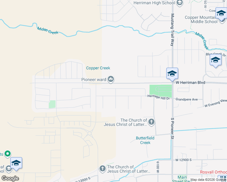 map of restaurants, bars, coffee shops, grocery stores, and more near 6303 Heritage Hill Drive in Herriman