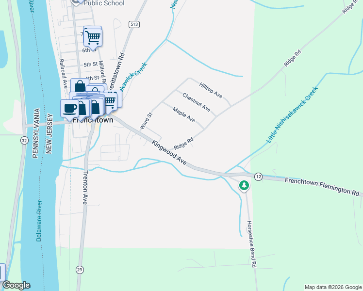 map of restaurants, bars, coffee shops, grocery stores, and more near 69 Kingwood Avenue in Frenchtown