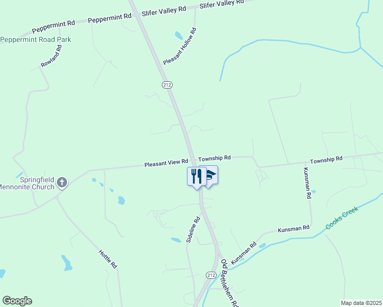 map of restaurants, bars, coffee shops, grocery stores, and more near 2015 Old Bethlehem Pike in Quakertown