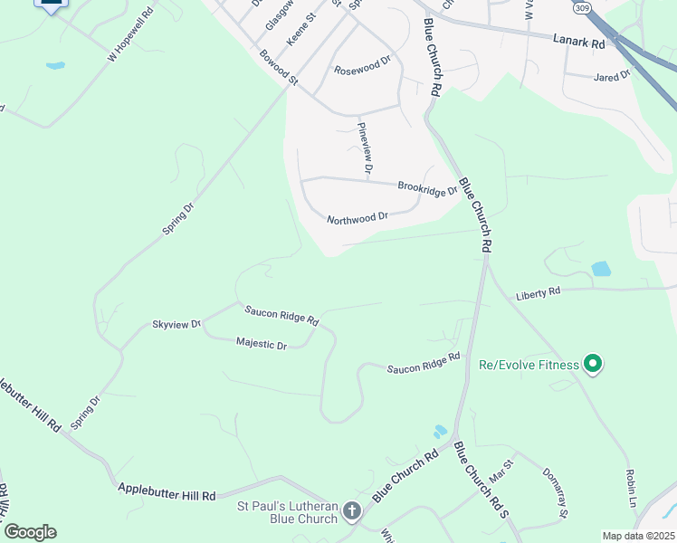 map of restaurants, bars, coffee shops, grocery stores, and more near 5410 Ohls Lane in Coopersburg