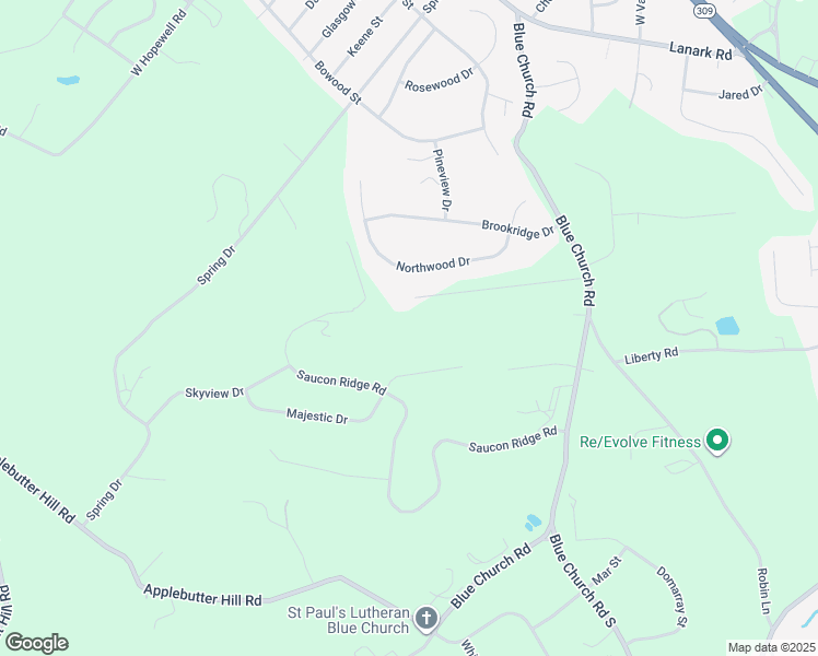 map of restaurants, bars, coffee shops, grocery stores, and more near 5410 Ohls Lane in Coopersburg