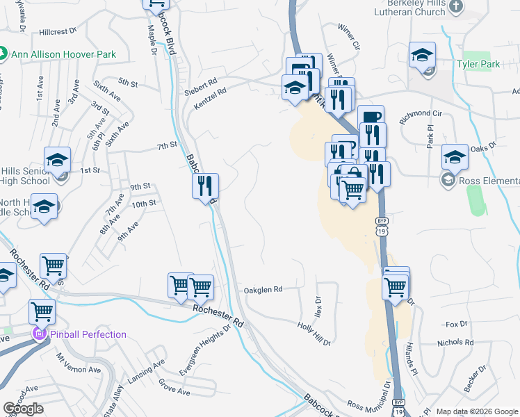 map of restaurants, bars, coffee shops, grocery stores, and more near 113 Berwyn Road in Pittsburgh