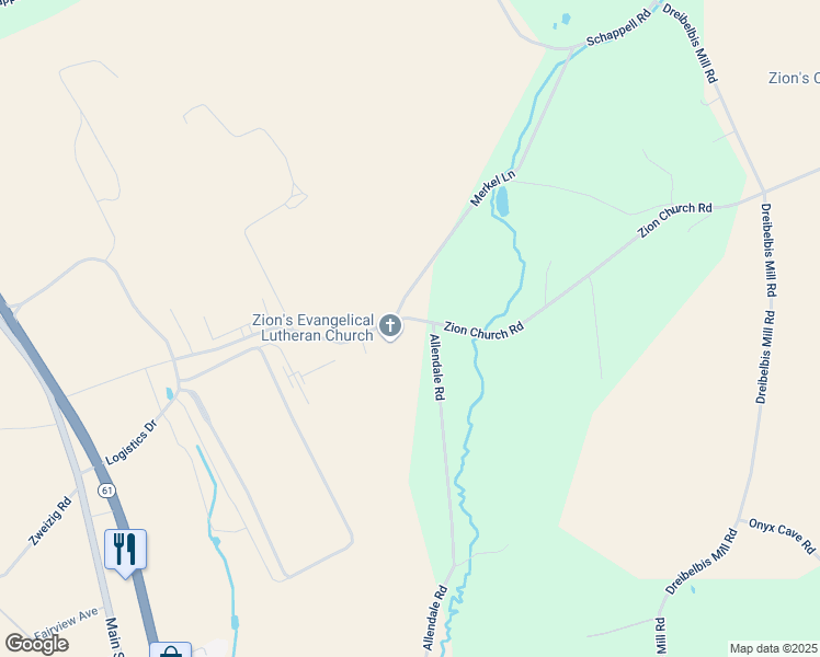 map of restaurants, bars, coffee shops, grocery stores, and more near 369 Zion Church Road in Shoemakersville