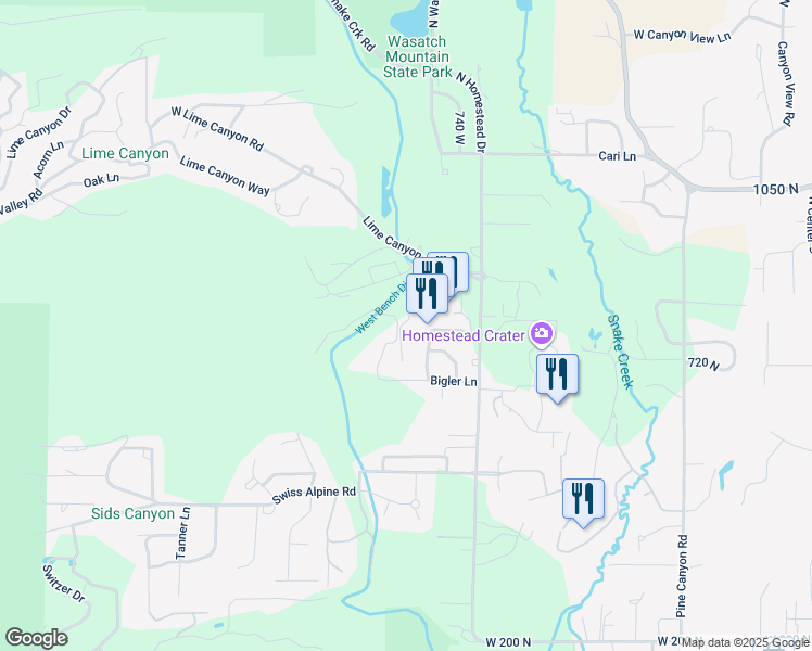 map of restaurants, bars, coffee shops, grocery stores, and more near 840 Bigler Lane in Midway