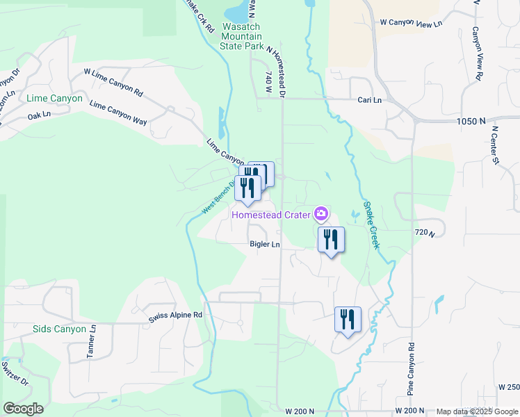map of restaurants, bars, coffee shops, grocery stores, and more near 784 Resort Drive in Midway