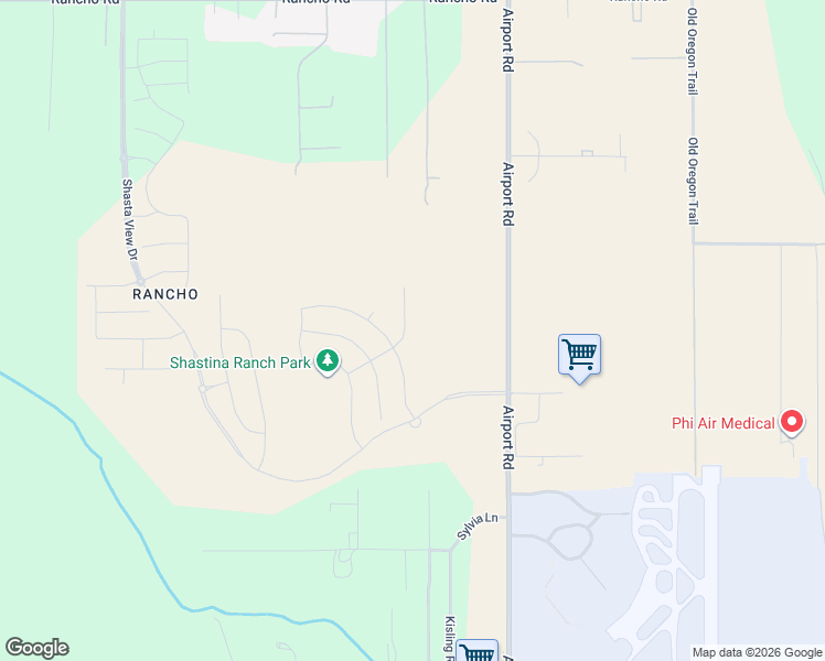 map of restaurants, bars, coffee shops, grocery stores, and more near 5552 Muir Peak Road in Redding