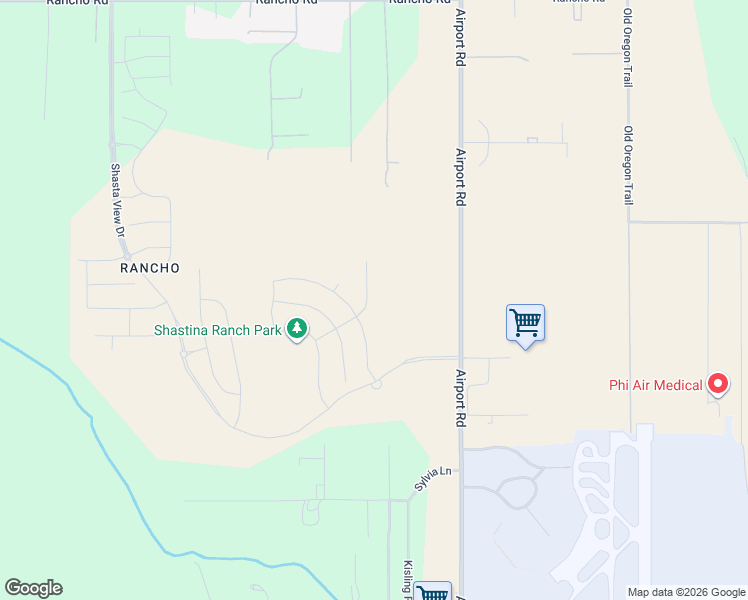 map of restaurants, bars, coffee shops, grocery stores, and more near 5552 Muir Peak Road in Redding