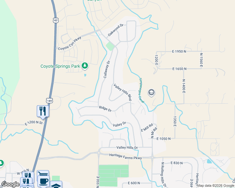 map of restaurants, bars, coffee shops, grocery stores, and more near 775 Lakeview Drive in Heber City
