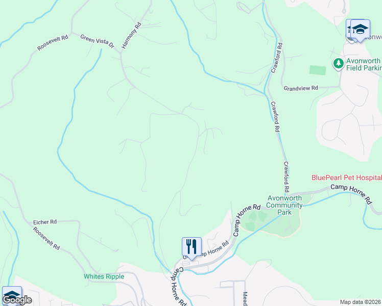 map of restaurants, bars, coffee shops, grocery stores, and more near 325 Harmony Road in Pittsburgh