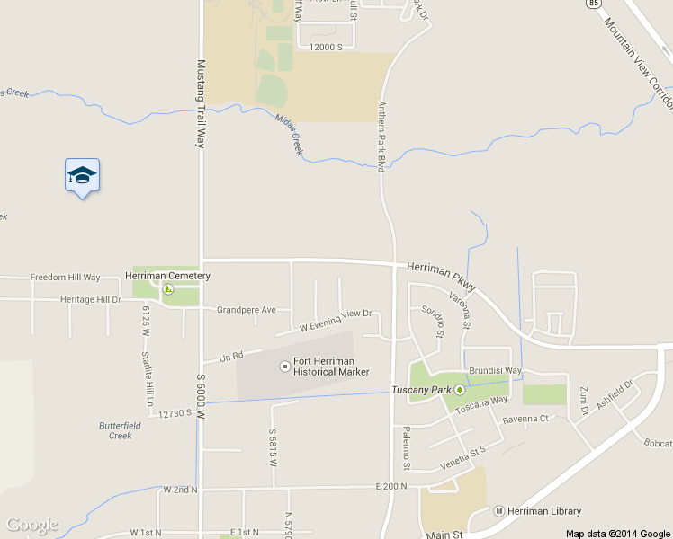 map of restaurants, bars, coffee shops, grocery stores, and more near 12442 South Luzerne Court in Herriman