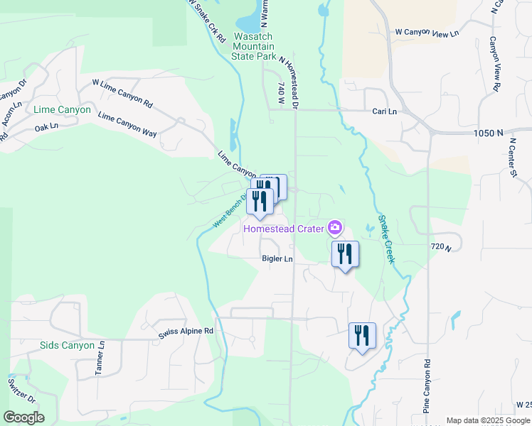 map of restaurants, bars, coffee shops, grocery stores, and more near 784 Resort Drive in Midway
