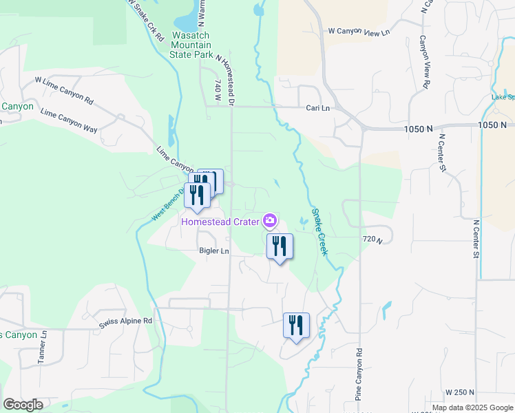 map of restaurants, bars, coffee shops, grocery stores, and more near 836 North Pinehurst Drive in Midway