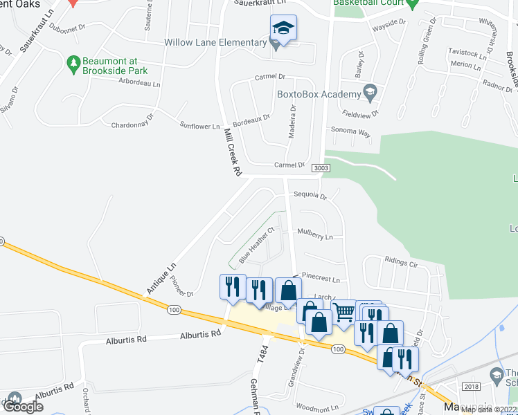 map of restaurants, bars, coffee shops, grocery stores, and more near 2867 Sequoia Dr in Macungie