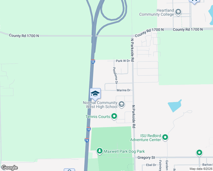 map of restaurants, bars, coffee shops, grocery stores, and more near 1913 Saltonstall Drive in Normal