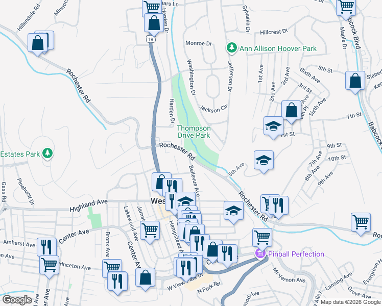 map of restaurants, bars, coffee shops, grocery stores, and more near 35 Rochester Road in Pittsburgh