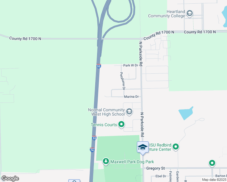 map of restaurants, bars, coffee shops, grocery stores, and more near 1913 Saltonstall Drive in Normal
