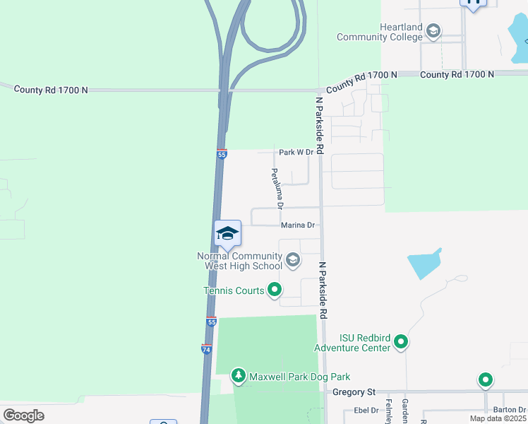 map of restaurants, bars, coffee shops, grocery stores, and more near 1913 Saltonstall Drive in Normal