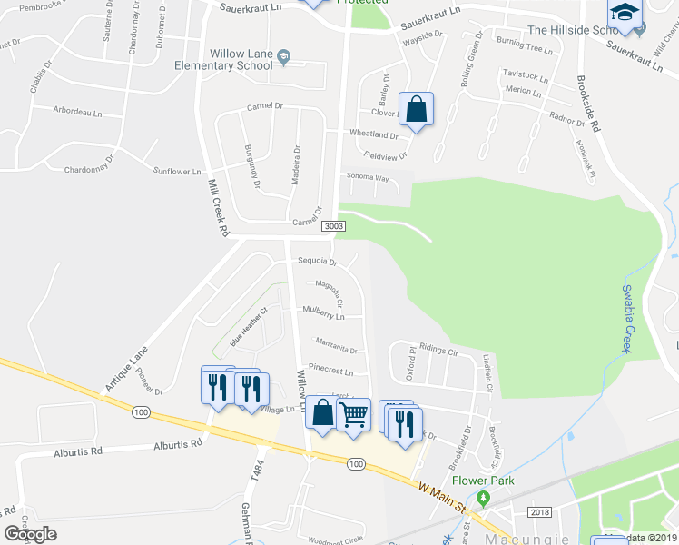 map of restaurants, bars, coffee shops, grocery stores, and more near 2980 Sequoia Dr in Macungie