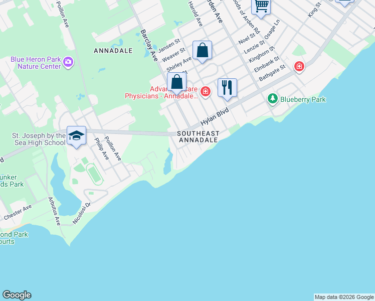 map of restaurants, bars, coffee shops, grocery stores, and more near 110 2 Court in Staten Island