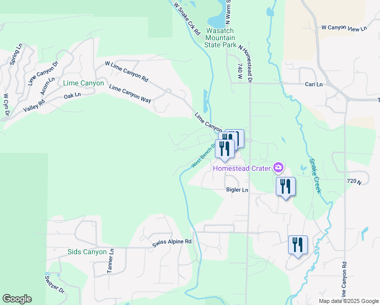 map of restaurants, bars, coffee shops, grocery stores, and more near 951 Swiss Oaks Drive in Midway