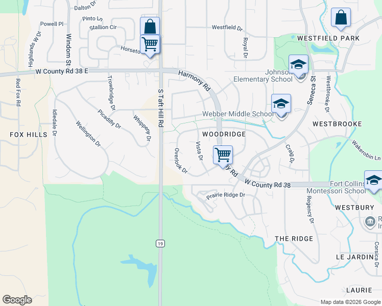 map of restaurants, bars, coffee shops, grocery stores, and more near 1912 Glenview Court in Fort Collins
