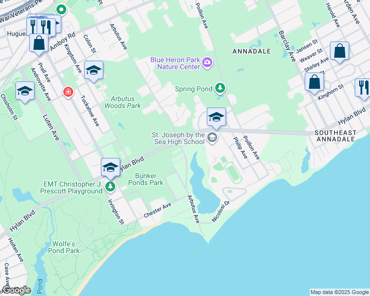 map of restaurants, bars, coffee shops, grocery stores, and more near 361 Arbutus Avenue in Staten Island