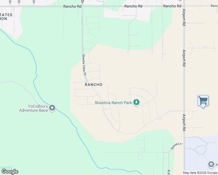 map of restaurants, bars, coffee shops, grocery stores, and more near 5500 Shasta Avenue in Redding