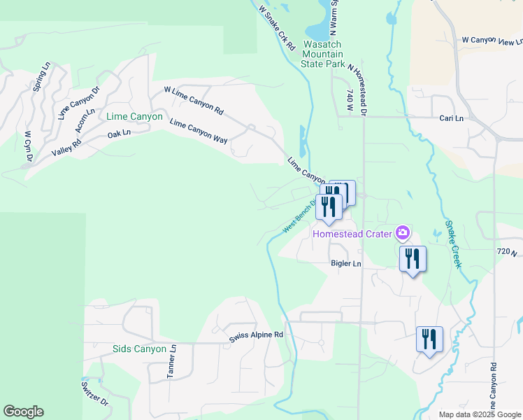 map of restaurants, bars, coffee shops, grocery stores, and more near 1031 Grindelwald Lane in Midway