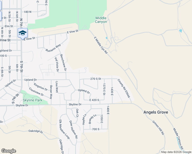 map of restaurants, bars, coffee shops, grocery stores, and more near 1317 270 South Street in Tooele