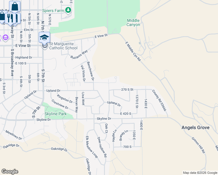 map of restaurants, bars, coffee shops, grocery stores, and more near 247 South Droubay Road in Tooele