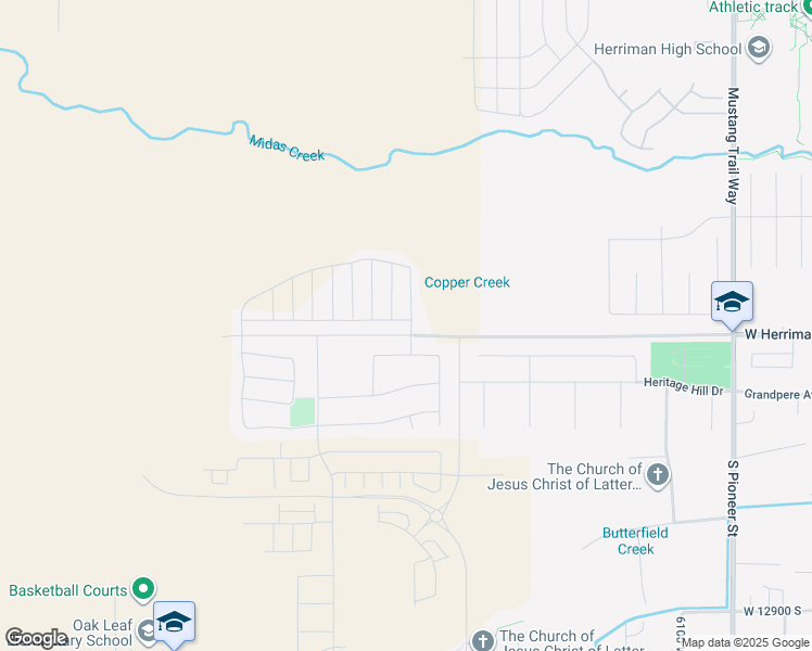 map of restaurants, bars, coffee shops, grocery stores, and more near 6489 West Yawkey Way in Herriman