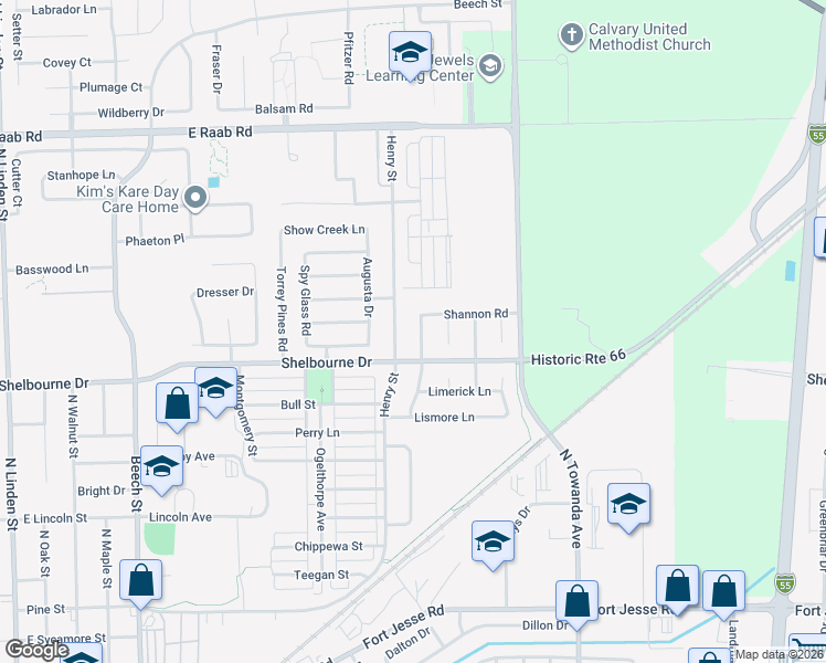 map of restaurants, bars, coffee shops, grocery stores, and more near 1502 Dublin Drive in Normal