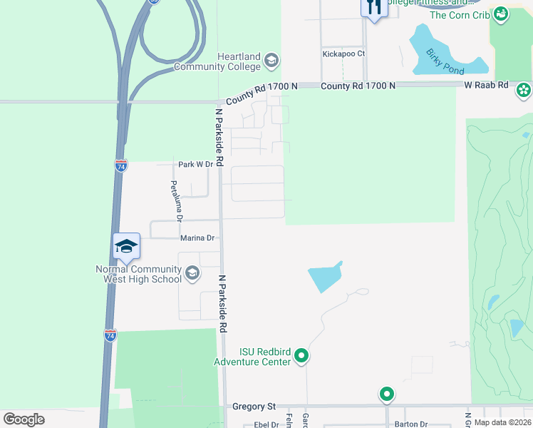 map of restaurants, bars, coffee shops, grocery stores, and more near 1713 Flagstone Drive in Normal