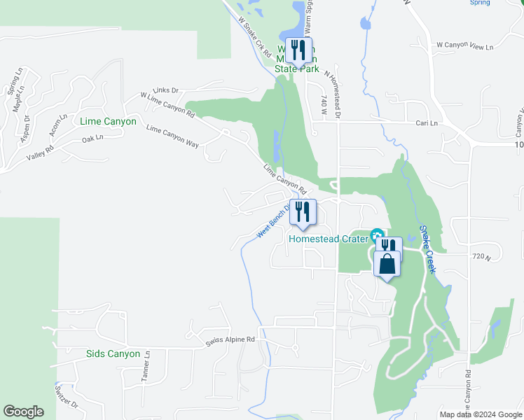map of restaurants, bars, coffee shops, grocery stores, and more near 951 Swiss Oaks Drive in Midway