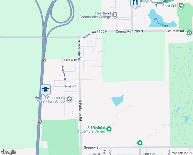 map of restaurants, bars, coffee shops, grocery stores, and more near 1713 Flagstone Drive in Normal