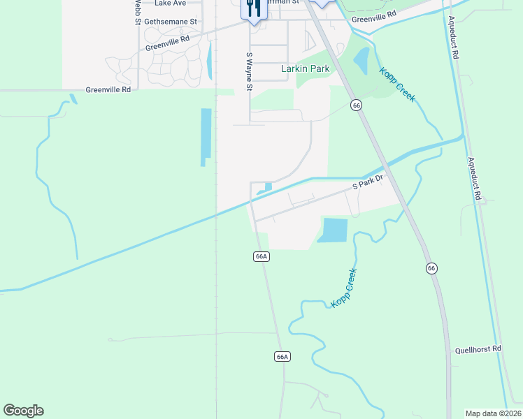 map of restaurants, bars, coffee shops, grocery stores, and more near 331 South Park Drive in St. Marys