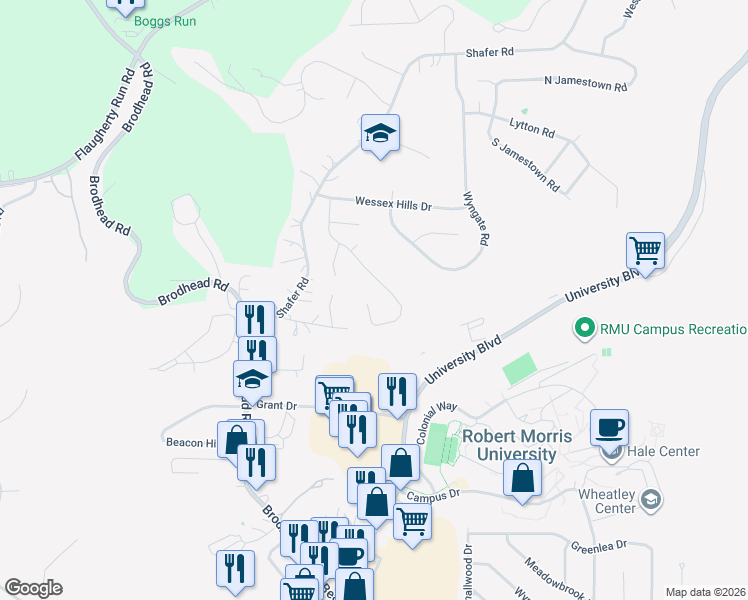 map of restaurants, bars, coffee shops, grocery stores, and more near 149 Dover Drive in Carnot-Moon