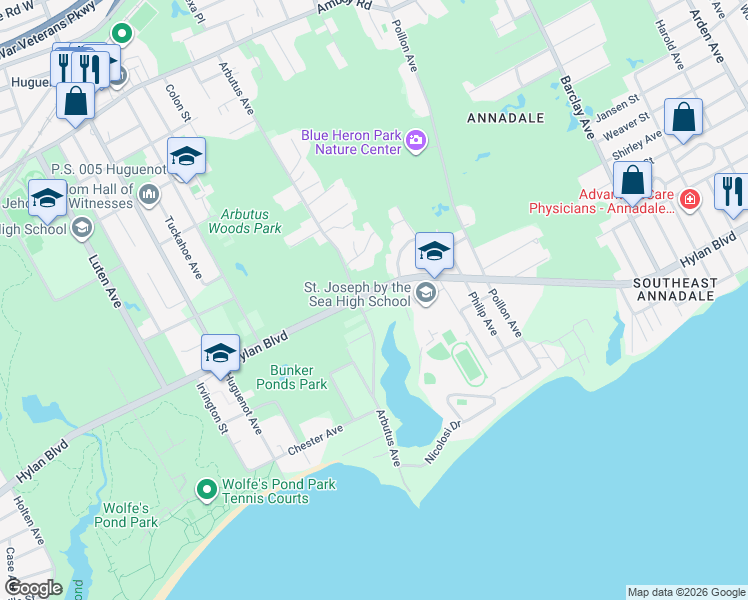 map of restaurants, bars, coffee shops, grocery stores, and more near 361 Arbutus Avenue in Staten Island