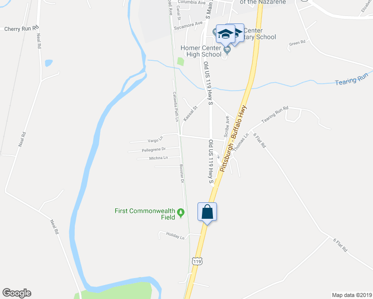 map of restaurants, bars, coffee shops, grocery stores, and more near 133 Red Barn Road in Homer City